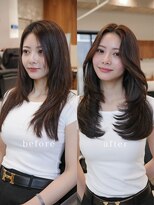 ヴィヴィッド オモテサンドウ(ViViD omotesando)&nbsp;ケア縮毛矯正/前髪なしロングレイヤー/大人上品スタイル