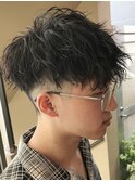 波巻きパーマメンズパーマメンズヘアツーブロックツイストパーマ