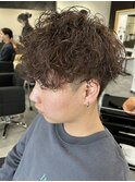 メンズマッシュパーマ波巻スパイラルパーマニュアンスパーマ眉毛