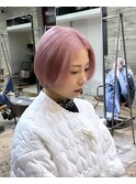 ピンクカラーケアブリーチペールピンクハイトーンカラーリタッチ