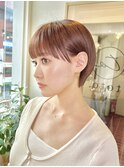 フェザーショート刈り上げマッシュショートくすみベージュ[船橋]
