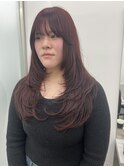 ブリーチなし赤×レイヤーカット【町田】