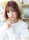 韓国風ミルクティーピンク外ハネくびれボブc6上尾20代30代40代