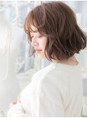 ★マロンベージュ韓国風巻き毛先パーマこなれボブ30代40代★1