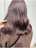 ガーリーツヤ髪ハイトーンピンクブラウン ウェーブロング