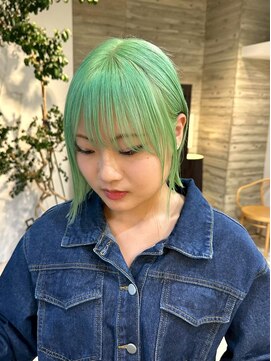 ヲタク(wotaku.) ペールグリーン黄緑カラーターコイズカラーハイトーンブリーチ