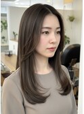大人レイヤーカット/前髪なし/グレージュ/30代40代50代