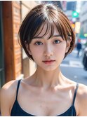 ショートボブ+縮毛矯正