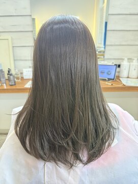 フレリス(FreRis) オリーブベージュ×ロングレイヤー【守谷 ブリーチなしカラー】