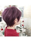 ショートカット×柔らかアメジストカラー