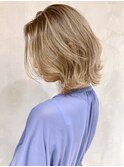 ブロンドベージュ_ココアブラウンフリンジウェーブ_ba298493