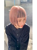 オン眉 ミニボブ ピンクカラー