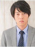 作り込まない暗髪七三分けナチュラルウルフショートa新所沢