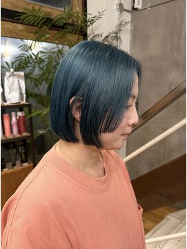 マッシュ 北堀江(MASHU) オリーブグリーン ボブヘア