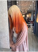 ブロンドオレンジ_ハイトーン_ダブルカラー_ワンホンヘア
