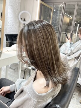 ブレンド 渋谷(BLend) マチルダボブ前髪ハイライトグレージュ