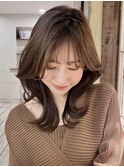 ３０代４０代大人かわいい小顔ひし形外ハネセミロング