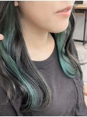 インナーカラーターコイズブルー＊ブリーチ透明感カラー/明大前