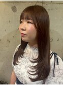 透明感ナチュラルブラウン大人可愛いレイヤーカットロングヘア