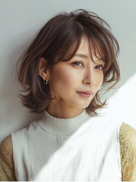 ハーツ(Heart's) ボブレイヤー×白髪ぼかしカラー３０代４０代５０代６０代