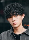 大分シャドウパーマメンズカットラウンドマッシュツーブロック