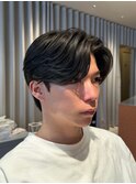 メンズセンターパート毛流れパーマ刈り上げなしニュアンスパーマ