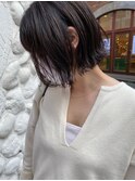 ダークカラー_マロンベージュ Aラインボブ かきあげ