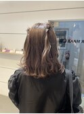 ショコラベージュ透明感カラーダブルカラー艶カラーヘアアレンジ