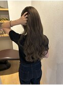 20代30代ラベンダーグレージュくびれヘア韓国レイヤーロング