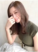 大人かわいいエアリーセミロングかきあげバング
