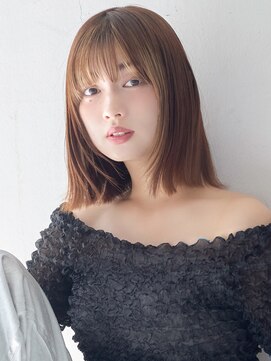 ラフィス ヘアー リノ 三宮店(La fith hair lino) 【La fith】前髪インナーカラー×外ハネボブ×シースルーバング