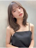 前髪/シースルーバング/小顔/レイヤーカット/黒髪/ネビージュ