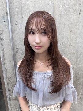 サンク 原宿 表参道(cinq) ダブルカラー顔周りレイヤーカットミルクティーベージュ韓国前髪