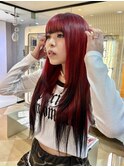 20代30代大人ダークブラックレッドカラーロングスタイル