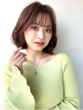 カバーヘアアンドスパ ブリス 浦和(COVER HAIR&SPA bliss) 30代40代小顔ふんわり丸みボブ◎透明感ヘーゼルブラウンp浦和