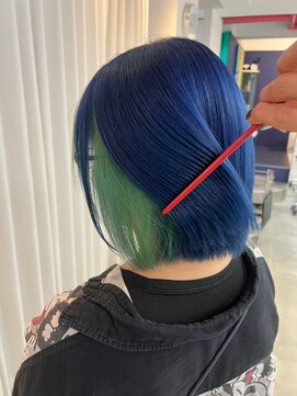 ボックスミコ(Box mico.) 【インナーカラー】地球カラー☆ミント×ネイビー