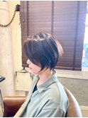 大人マッシュショートボブ小顔ひし形ブラウンアッシュ