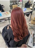 ピンクベージュ前髪イメチェンロングレイヤーケアブリーチ所沢