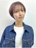 ハイライトカラー ピンクベージュ ウェーブカール ボブルフ 浦和