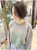 大人かわいいハンサムショート前下がり前髪なし