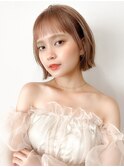 くびれヘアアプリコットオレンジ夏ヘアハイライトカラー