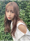 レイヤーカット/2wayバング/透明感カラー/ミルクティーベージュ