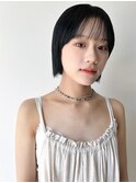 【吉田江梨】切りっぱなしボブ地毛風ストレートシースルー前髪
