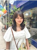 夏にぴったりミディアムレイヤーカット/小顔ハッシュカット
