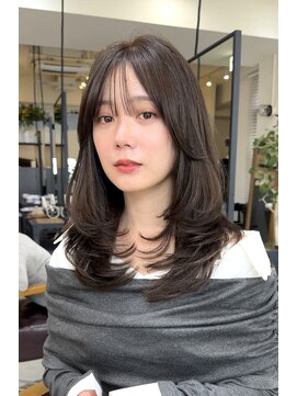 コート 表参道(Cote) 美髪レイヤーカットオリーブグレージュグレージュカラー顔まわり