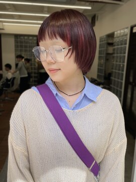 ルイス(LEWES) ブリーチなし透け感レッドボブ