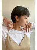 大人丸みショート_ワンサイドショートブランジュダブルバング