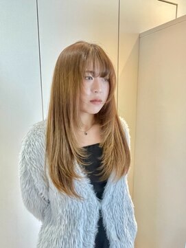 エヌプラス(N+) くびれヘアアプリコットオレンジ夏ハイライトカラー