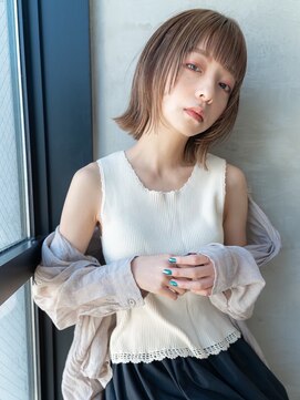 ケアリー 浦和美園(Carelly) 大人かわいい前髪セシルカットココアブラウンフリンジウェーブ