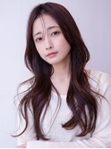 大人かわいい前髪セシルカットココアブラウンフリンジウェーブ